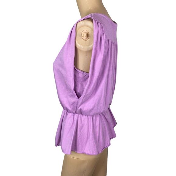 Garnet Hill Pastel Purple Layered Surplice Peplum Tank Top SZ S - Picture 3 of 5